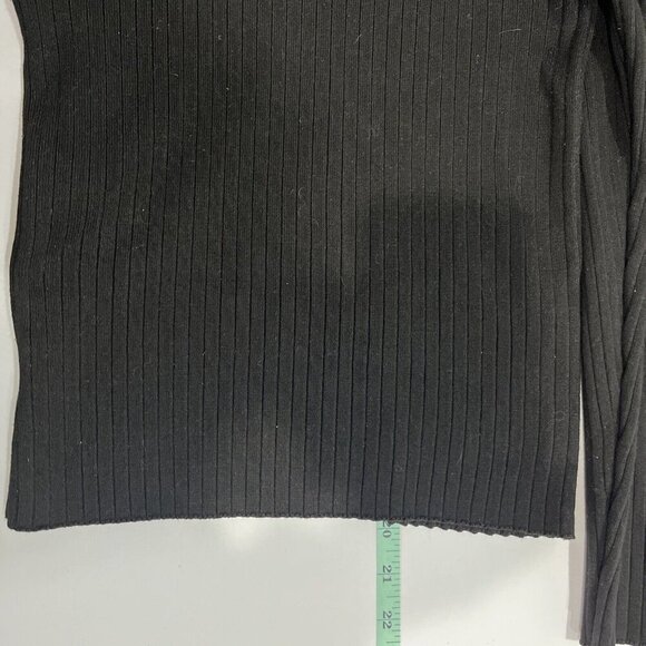 Twine & String Womens Ribbed Long Sleeve Knit Top Size M Puff Shoulder Gothic - Picture 5 of 6